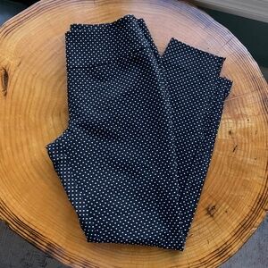 CAbi #5175 Pants Cropped Trousers Black White Polka Dot Side Zip Women's Size 4